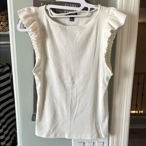 J. Crew Cream Ruffle Sleeve Tank Top